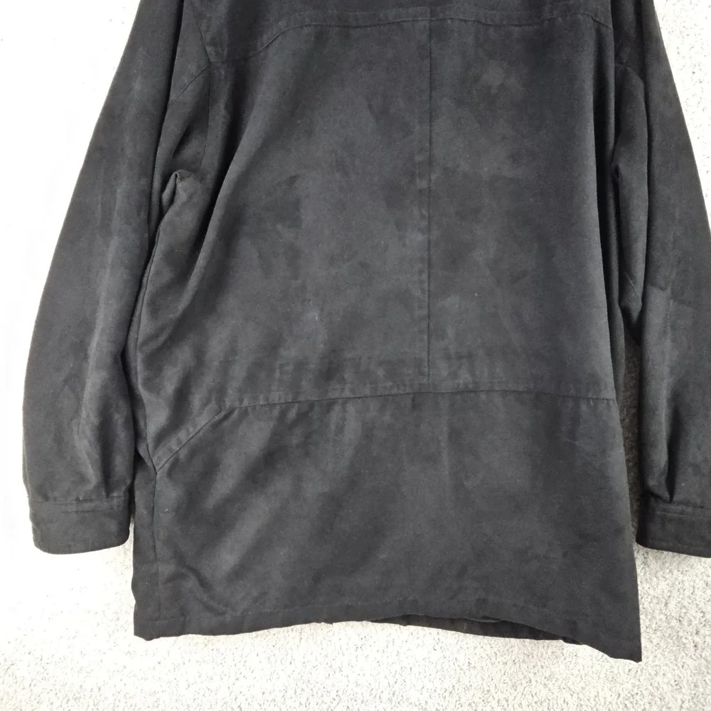 RFT Rainforest Down Filled Jacket Mens Large L Black Casual Faux‎ Suede